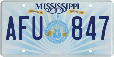 MS license plate AFU847