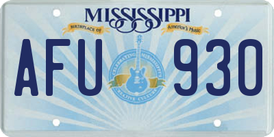 MS license plate AFU930