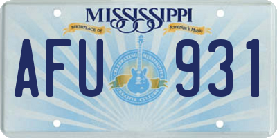 MS license plate AFU931