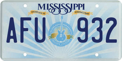 MS license plate AFU932
