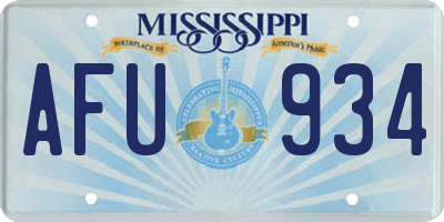 MS license plate AFU934