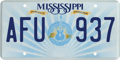 MS license plate AFU937