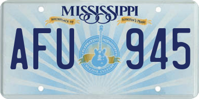 MS license plate AFU945