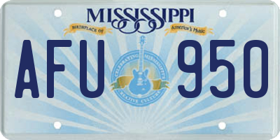 MS license plate AFU950