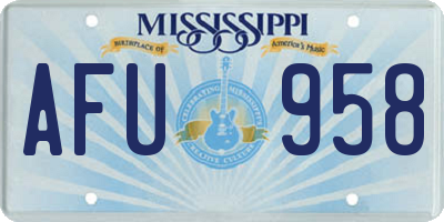 MS license plate AFU958