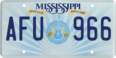 MS license plate AFU966