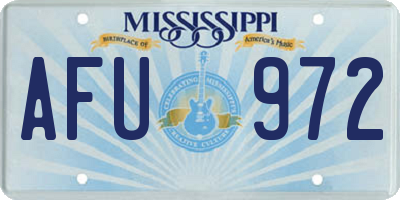 MS license plate AFU972