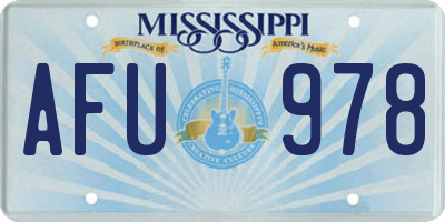 MS license plate AFU978
