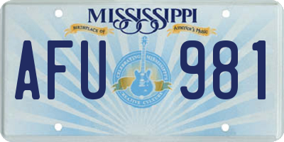 MS license plate AFU981