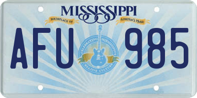 MS license plate AFU985