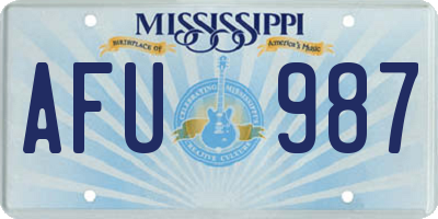 MS license plate AFU987