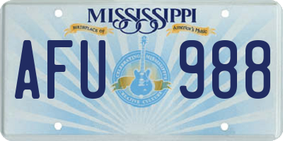 MS license plate AFU988