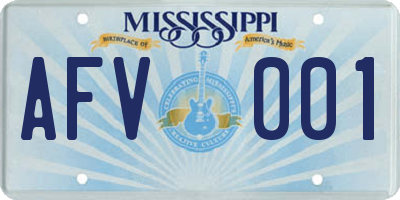 MS license plate AFV001