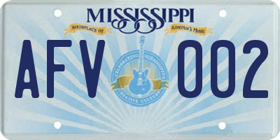 MS license plate AFV002