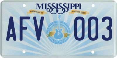 MS license plate AFV003