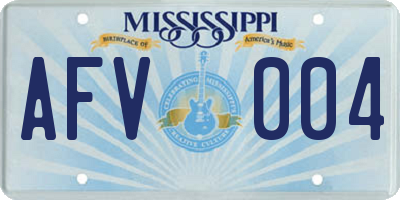 MS license plate AFV004