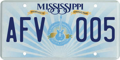 MS license plate AFV005