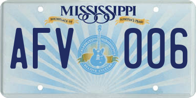 MS license plate AFV006