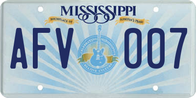 MS license plate AFV007