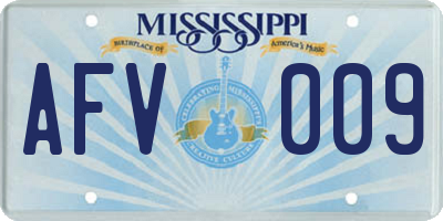 MS license plate AFV009