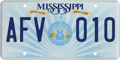 MS license plate AFV010