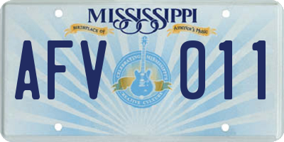 MS license plate AFV011