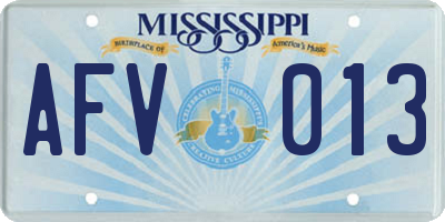 MS license plate AFV013