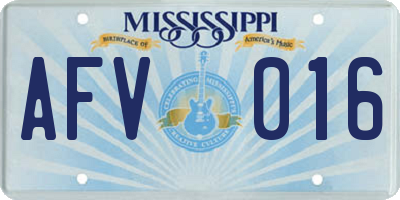 MS license plate AFV016