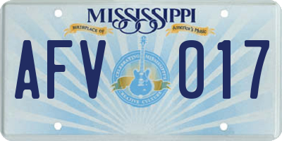 MS license plate AFV017