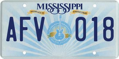 MS license plate AFV018