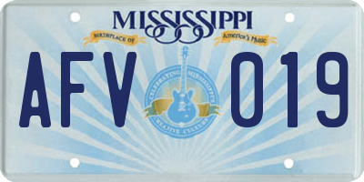 MS license plate AFV019