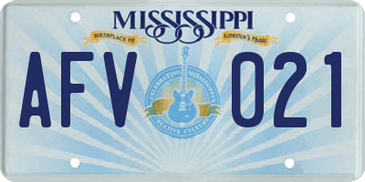 MS license plate AFV021