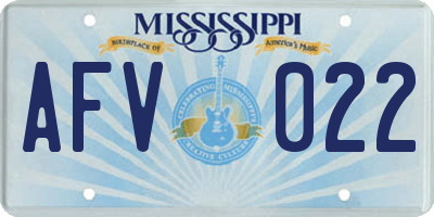 MS license plate AFV022
