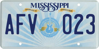 MS license plate AFV023