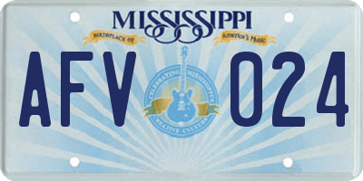 MS license plate AFV024