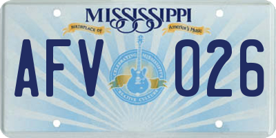 MS license plate AFV026