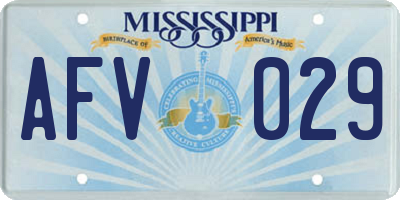 MS license plate AFV029
