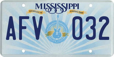 MS license plate AFV032