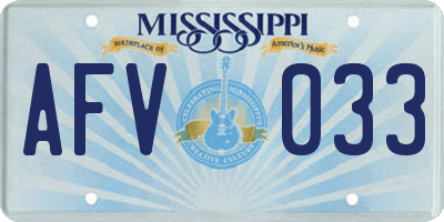 MS license plate AFV033