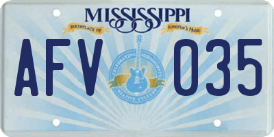 MS license plate AFV035