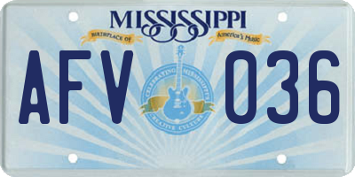 MS license plate AFV036