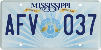 MS license plate AFV037