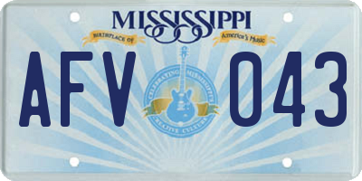 MS license plate AFV043