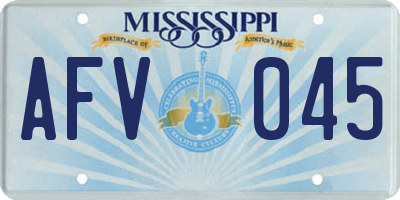 MS license plate AFV045