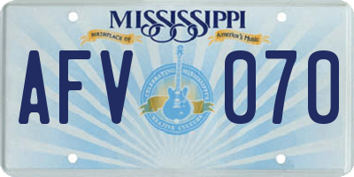 MS license plate AFV070