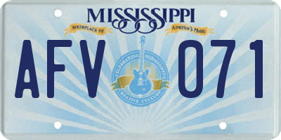 MS license plate AFV071