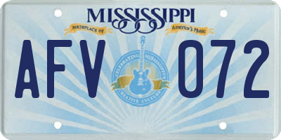 MS license plate AFV072