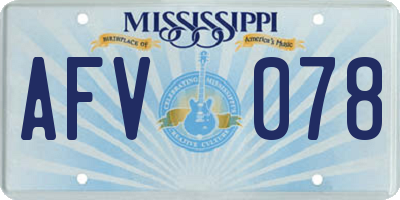 MS license plate AFV078