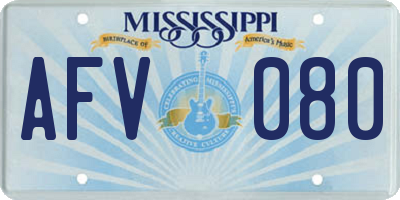MS license plate AFV080