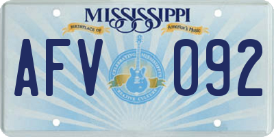 MS license plate AFV092
